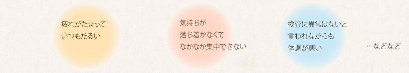 疲れがたまって体がだるいとき／集中力を高めたいとき／なかなか寝付けなくて困っている